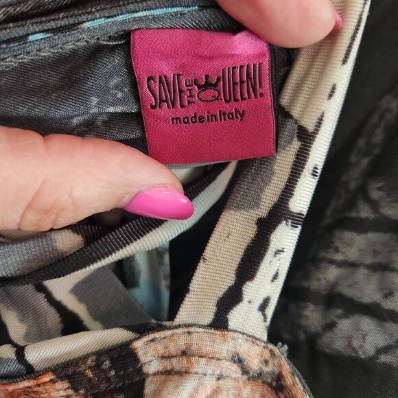 Vintage Save the Queen Maxi Dress Large Abstract Punk Grunge - Picture 4 of 5